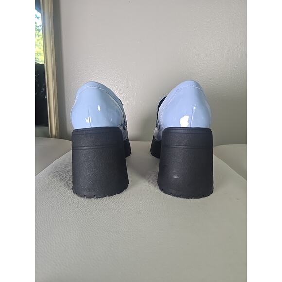 Soda Platform Patent Baddie Penny Loafers Baby Powder Blue Womens 10 Punk - Picture 8 of 9